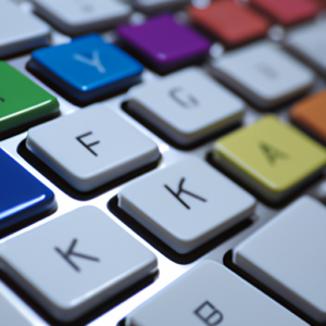 A close-up of a keyboard with a variety of colored keys.