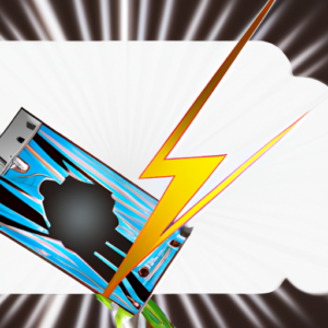 A graphic card with a lightning bolt of energy radiating from it.