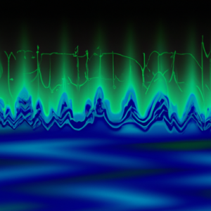 A blue and green abstract image of a waveform.