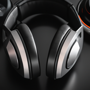 A pair of wireless gaming headsets on a black background.