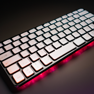 Portable Bluetooth Keyboard with glowing keys against a dark background.