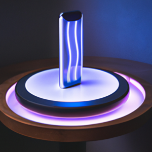 Wireless charging station with illuminated coils.