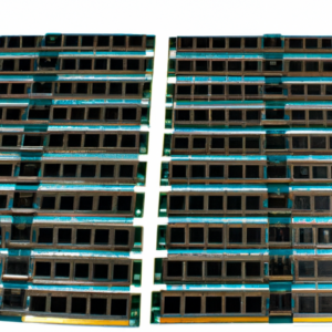 A computer with RAM memory modules arranged in a line.